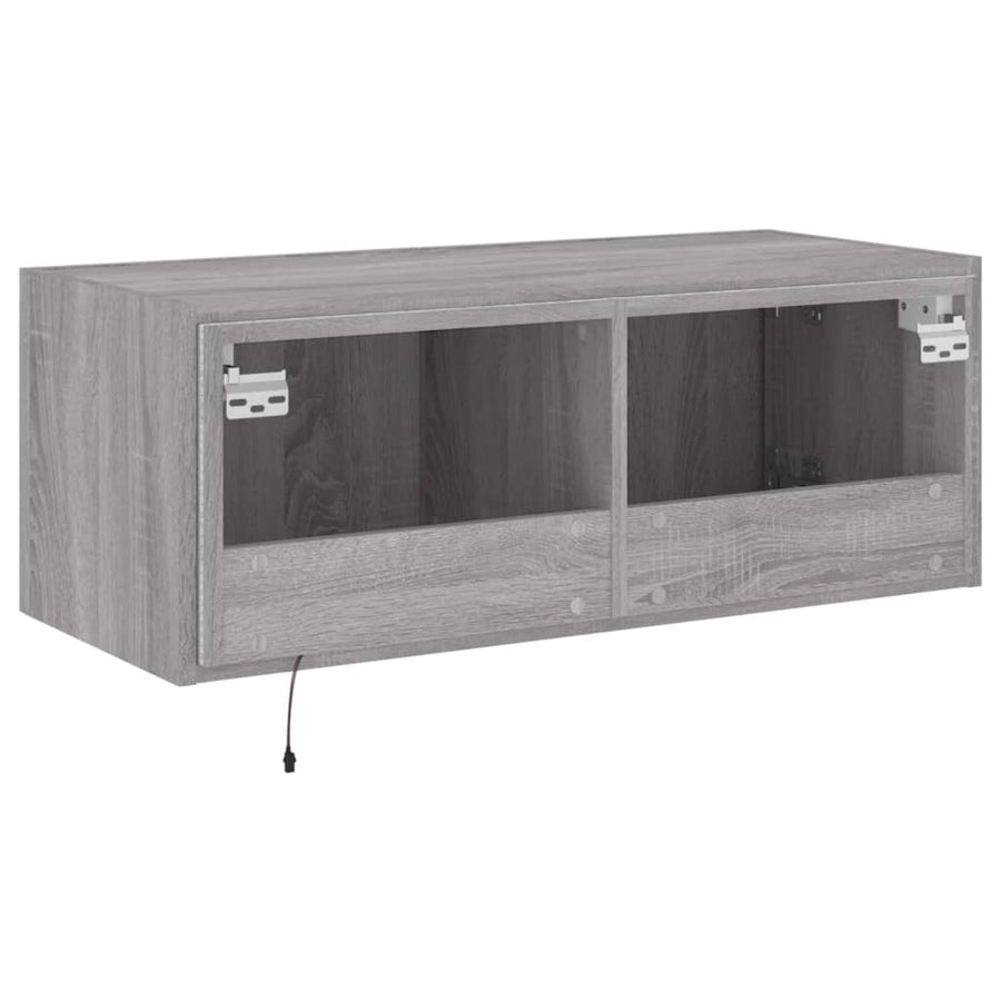 Tv-Wandmeubel Met Led-Verlichting 80X35X31 Cm Grijs Sonoma