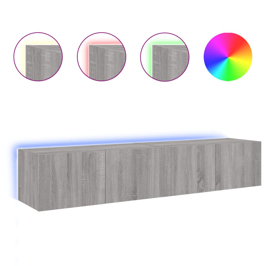 Tv-Wandmeubels Met Led 2 St 80X35X31 Cm Grijs Sonoma