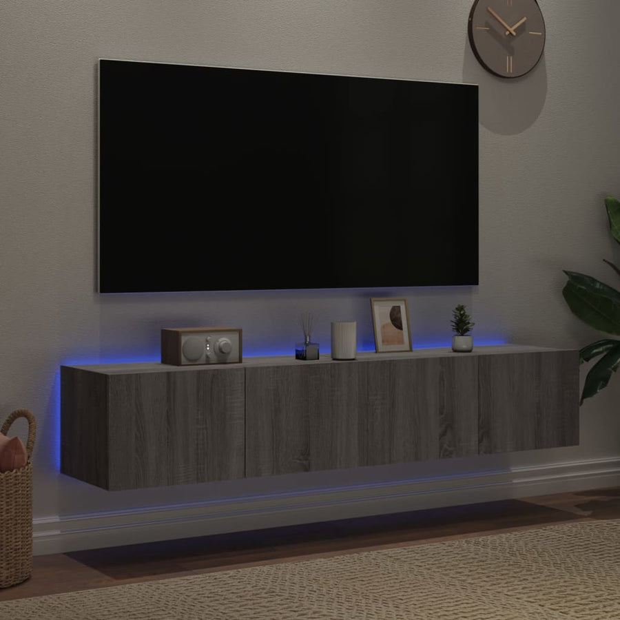 Tv-Wandmeubels Met Led 2 St 80X35X31 Cm Grijs Sonoma