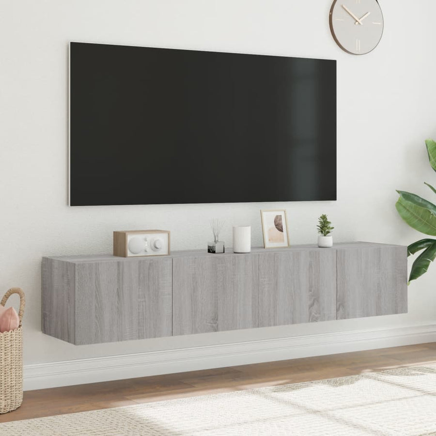 Tv-Wandmeubels Met Led 2 St 80X35X31 Cm Grijs Sonoma