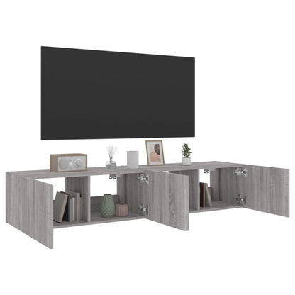 Tv-Wandmeubels Met Led 2 St 80X35X31 Cm Grijs Sonoma