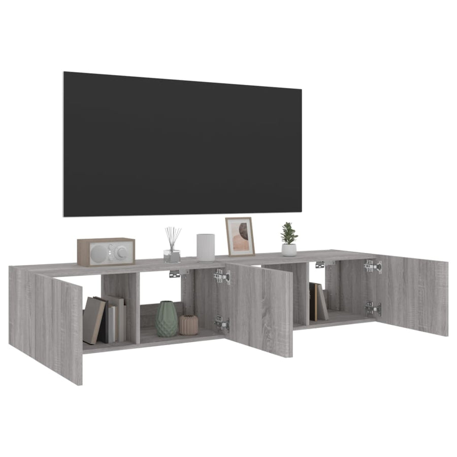 Tv-Wandmeubels Met Led 2 St 80X35X31 Cm Grijs Sonoma