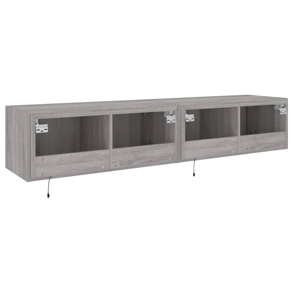 Tv-Wandmeubels Met Led 2 St 80X35X31 Cm Grijs Sonoma