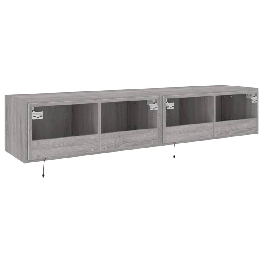 Tv-Wandmeubels Met Led 2 St 80X35X31 Cm Grijs Sonoma