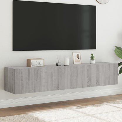 Tv-Wandmeubels Met Led 2 St 80X35X31 Cm Grijs Sonoma