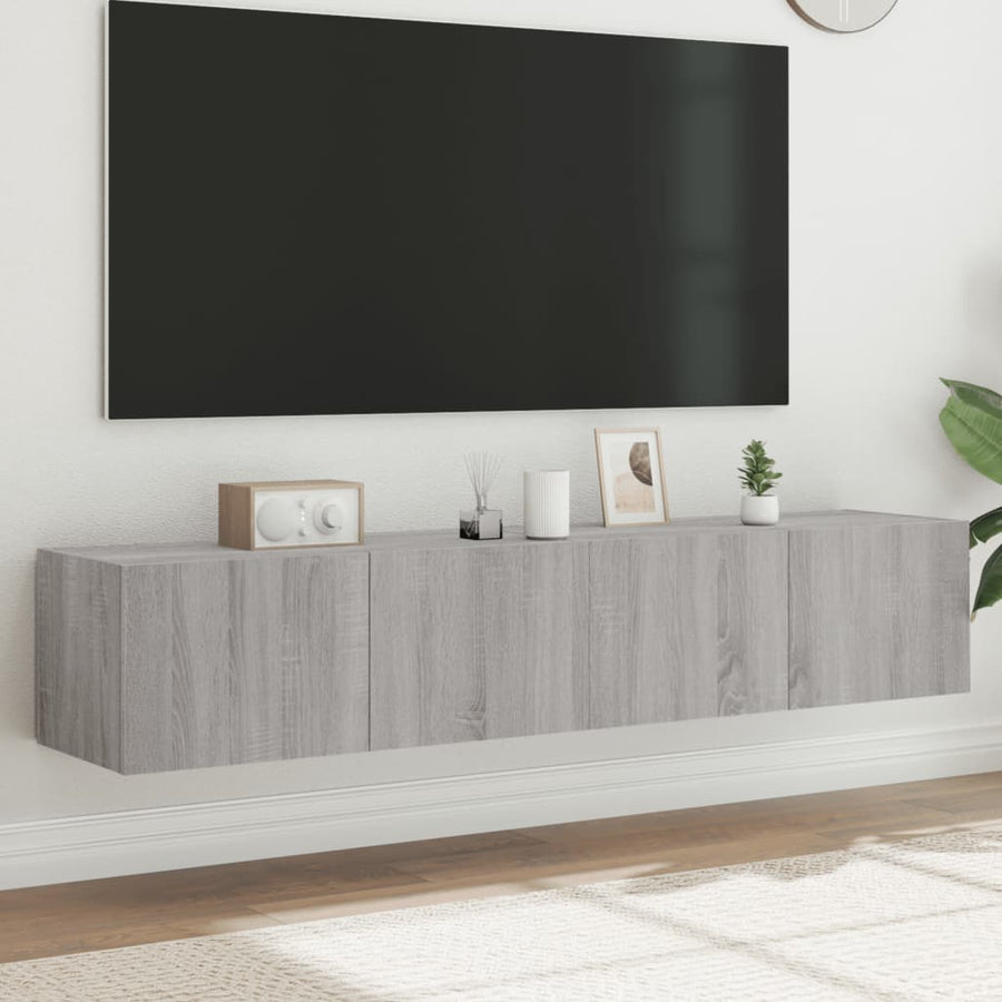 Tv-Wandmeubels Met Led 2 St 80X35X31 Cm Grijs Sonoma