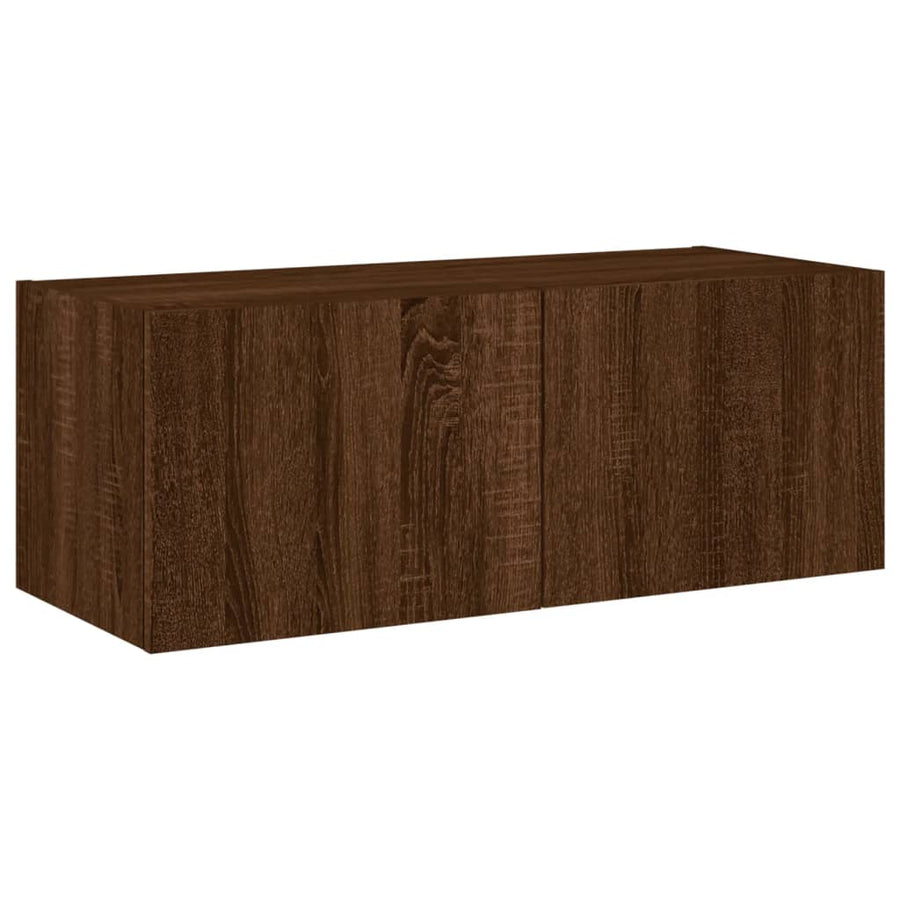 Tv-Wandmeubel Met Led-Verlichting 80X35X31 Cm Bruineikenkleurig