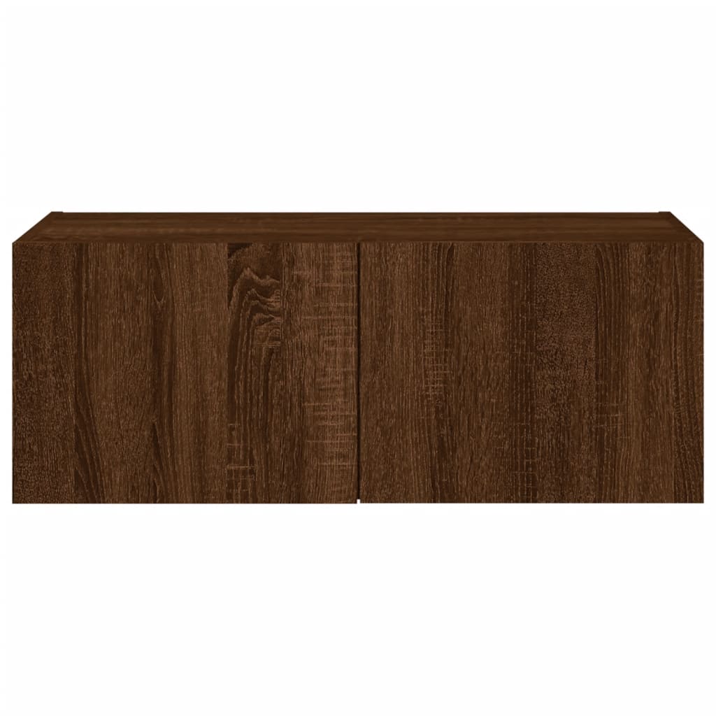 Tv-Wandmeubel Met Led-Verlichting 80X35X31 Cm Bruineikenkleurig