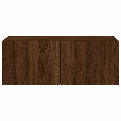 Tv-Wandmeubel Met Led-Verlichting 80X35X31 Cm Bruineikenkleurig