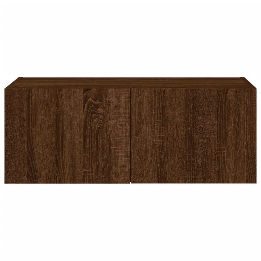 Tv-Wandmeubel Met Led-Verlichting 80X35X31 Cm Bruineikenkleurig