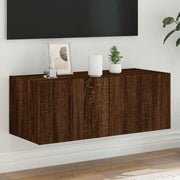 TV Cabinet with LED lighting 80x35x31 cm brown oak color