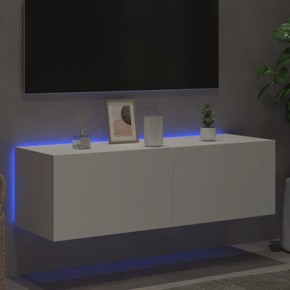 Tv-Wandmeubel Met Led-Verlichting 100X35X31 Cm Wit