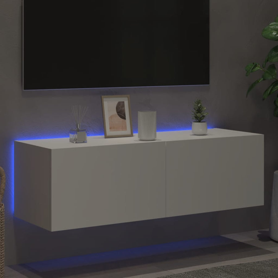Tv-Wandmeubel Met Led-Verlichting 100X35X31 Cm Wit
