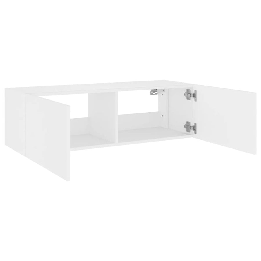 Tv-Wandmeubel Met Led-Verlichting 100X35X31 Cm Wit