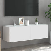TV cabinet with LED lighting 100x35x31 cm white