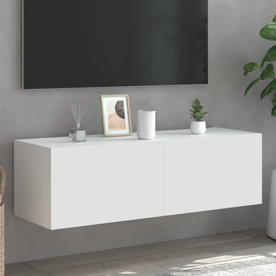 Tv-Wandmeubel Met Led-Verlichting 100X35X31 Cm Wit