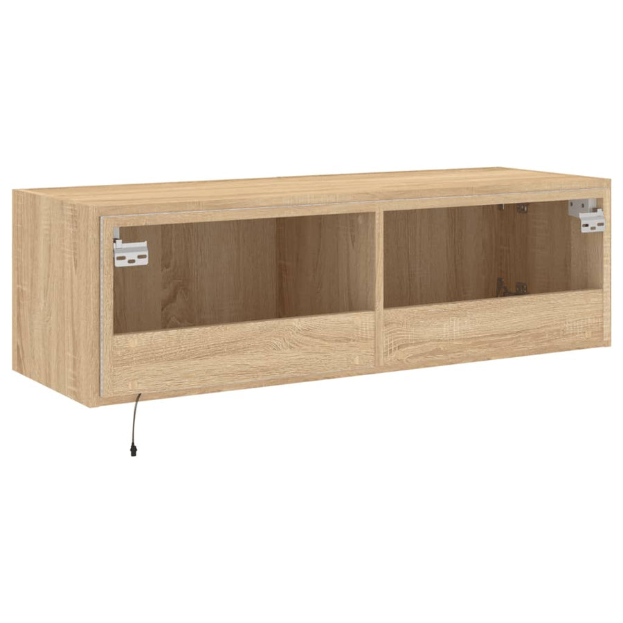 Tv-Wandmeubel Met Led-Verlichting 100X35X31 Cm Sonoma Eiken