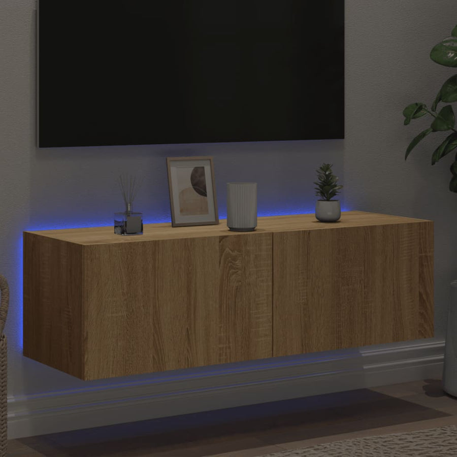 Tv-Wandmeubel Met Led-Verlichting 100X35X31 Cm Sonoma Eiken