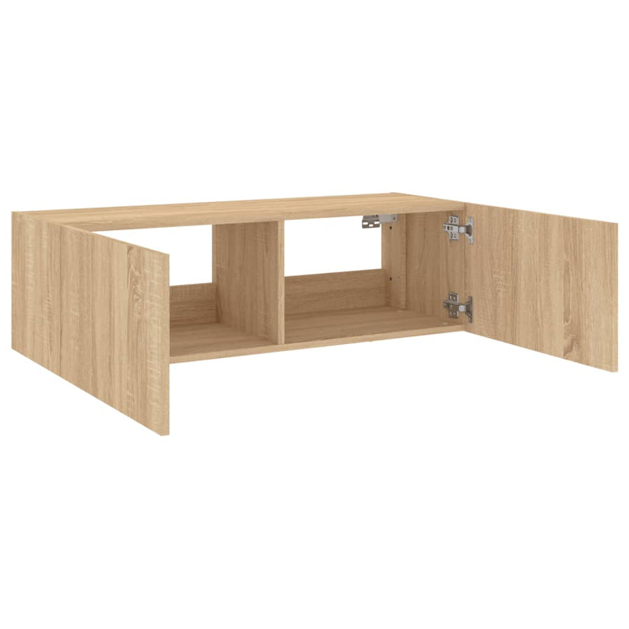 Tv-Wandmeubel Met Led-Verlichting 100X35X31 Cm Sonoma Eiken