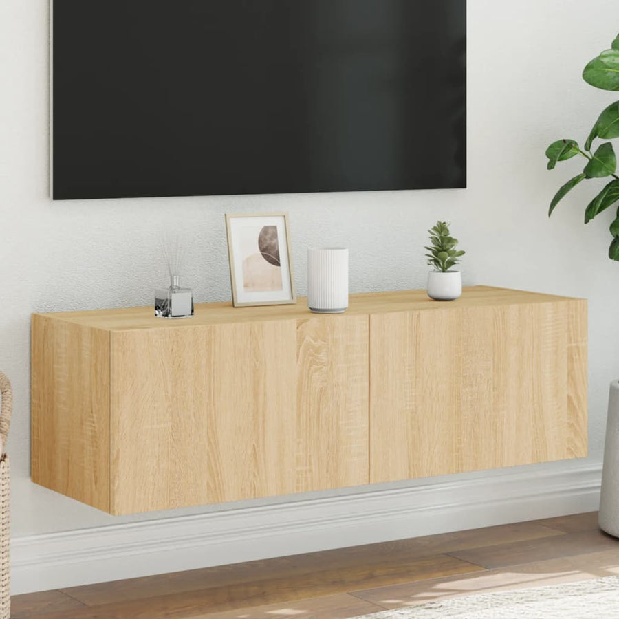 Tv-Wandmeubel Met Led-Verlichting 100X35X31 Cm Sonoma Eiken