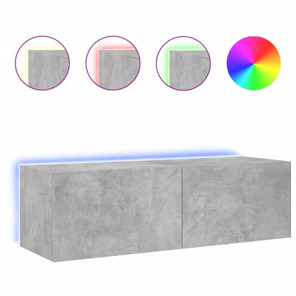 Tv-Wandmeubel Met Led-Verlichting 100X35X31 Cm Betongrijs
