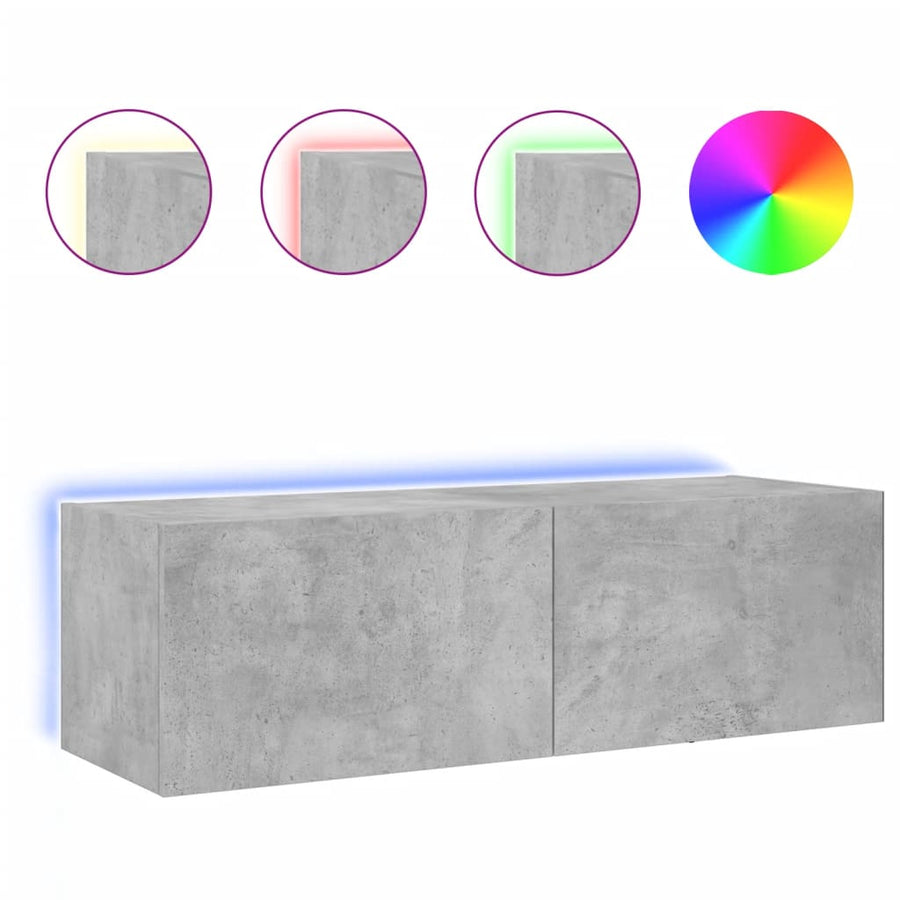 Tv-Wandmeubel Met Led-Verlichting 100X35X31 Cm Betongrijs