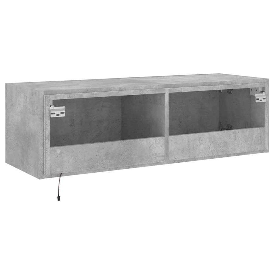 Tv-Wandmeubel Met Led-Verlichting 100X35X31 Cm Betongrijs
