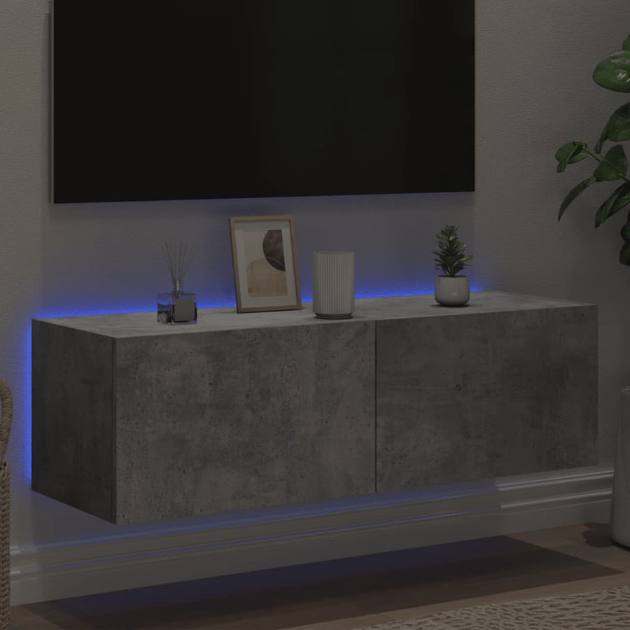 Tv-Wandmeubel Met Led-Verlichting 100X35X31 Cm Betongrijs