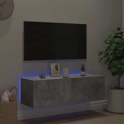 Tv-Wandmeubel Met Led-Verlichting 100X35X31 Cm Betongrijs