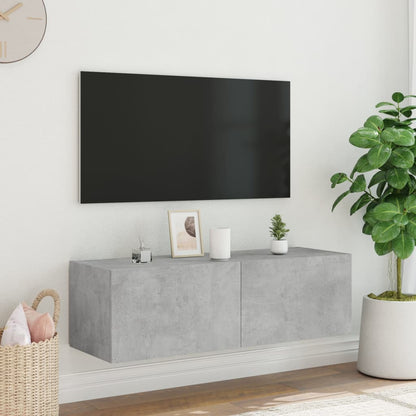 Tv-Wandmeubel Met Led-Verlichting 100X35X31 Cm Betongrijs