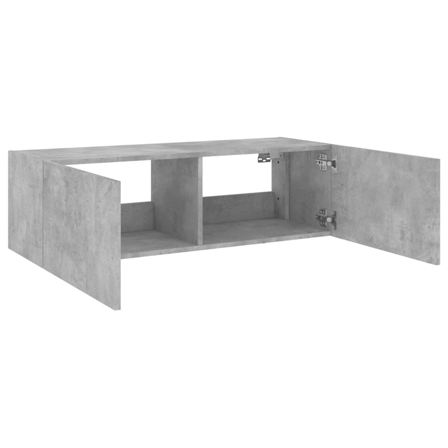 Tv-Wandmeubel Met Led-Verlichting 100X35X31 Cm Betongrijs