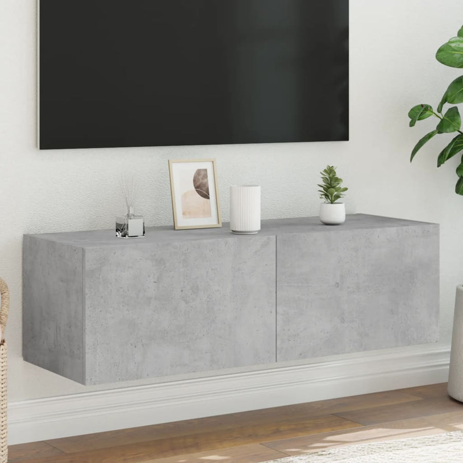 Tv-Wandmeubel Met Led-Verlichting 100X35X31 Cm Betongrijs