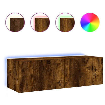 Tv-Wandmeubel Met Led-Verlichting 100X35X31 Cm Gerookt Eiken
