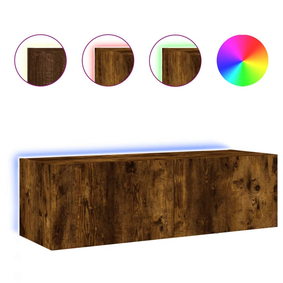 Tv-Wandmeubel Met Led-Verlichting 100X35X31 Cm Gerookt Eiken