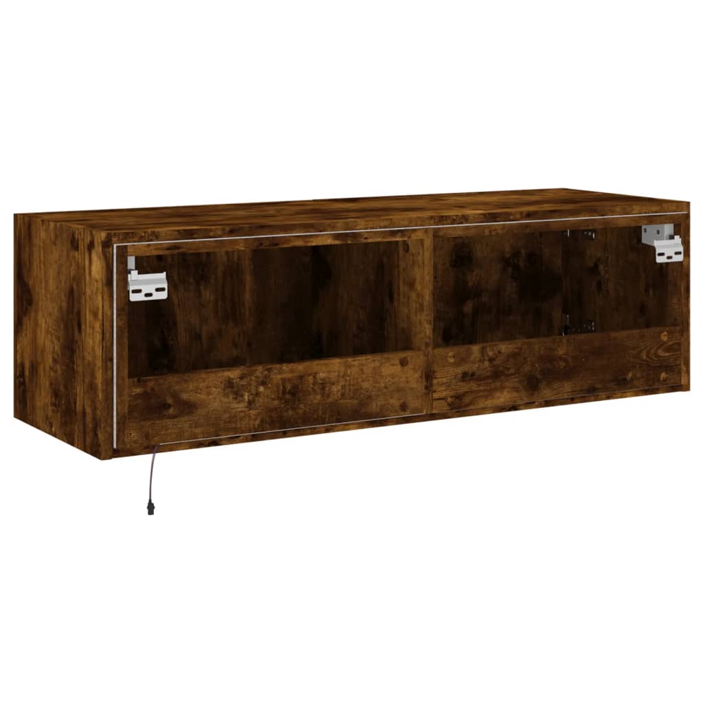 Tv-Wandmeubel Met Led-Verlichting 100X35X31 Cm Gerookt Eiken