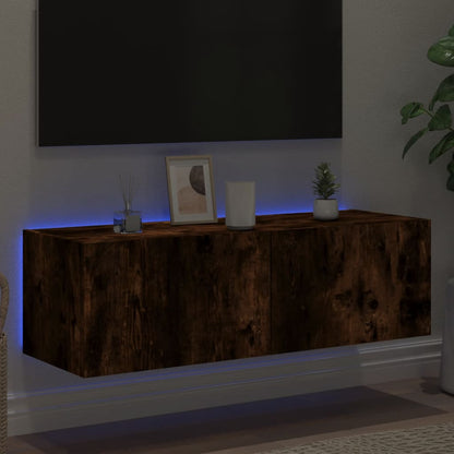 Tv-Wandmeubel Met Led-Verlichting 100X35X31 Cm Gerookt Eiken