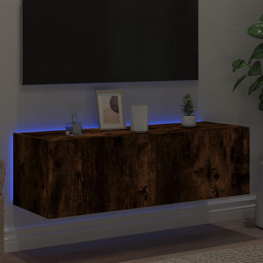 Tv-Wandmeubel Met Led-Verlichting 100X35X31 Cm Gerookt Eiken