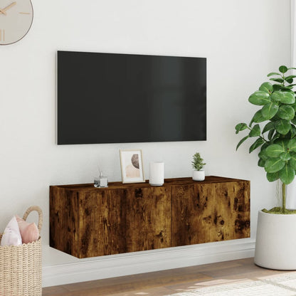 Tv-Wandmeubel Met Led-Verlichting 100X35X31 Cm Gerookt Eiken