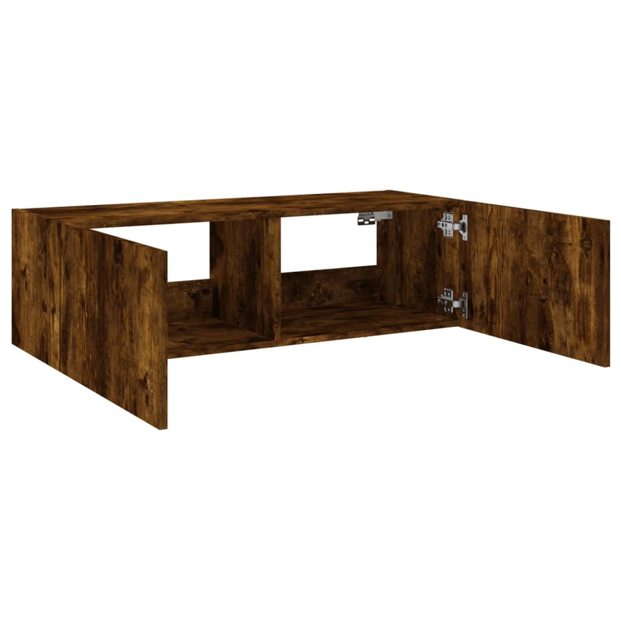 Tv-Wandmeubel Met Led-Verlichting 100X35X31 Cm Gerookt Eiken