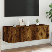 TV Cabinet with LED Lighting 100x35x31 cm Smoked Oak