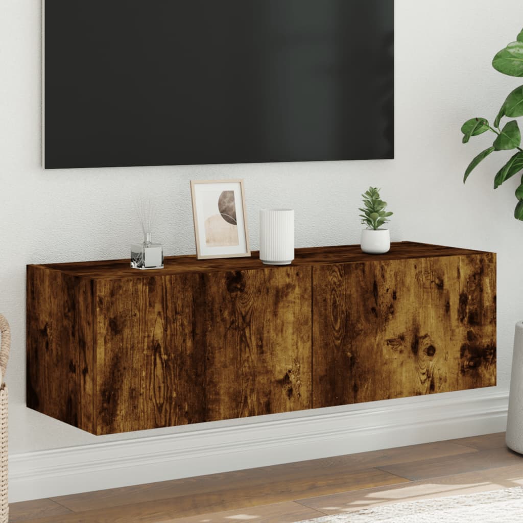 Tv-Wandmeubel Met Led-Verlichting 100X35X31 Cm Gerookt Eiken