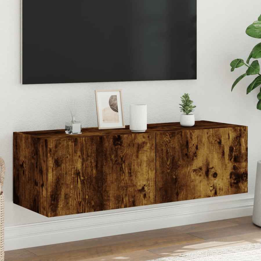 Tv-Wandmeubel Met Led-Verlichting 100X35X31 Cm Gerookt Eiken