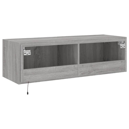 Tv-Wandmeubel Met Led-Verlichting 100X35X31 Cm Grijs Sonoma