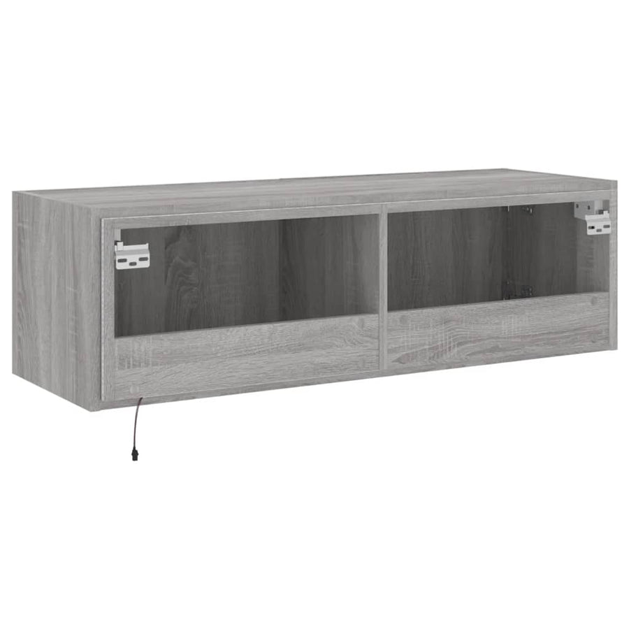 Tv-Wandmeubel Met Led-Verlichting 100X35X31 Cm Grijs Sonoma