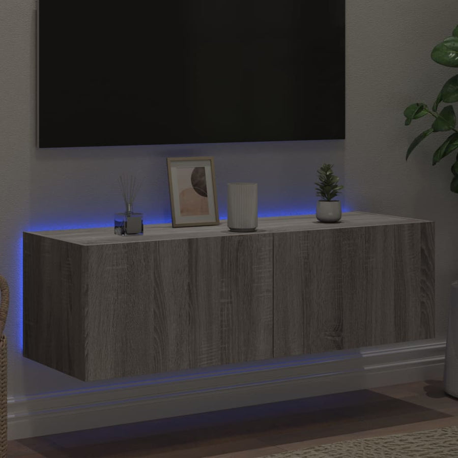 Tv-Wandmeubel Met Led-Verlichting 100X35X31 Cm Grijs Sonoma