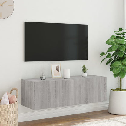Tv-Wandmeubel Met Led-Verlichting 100X35X31 Cm Grijs Sonoma