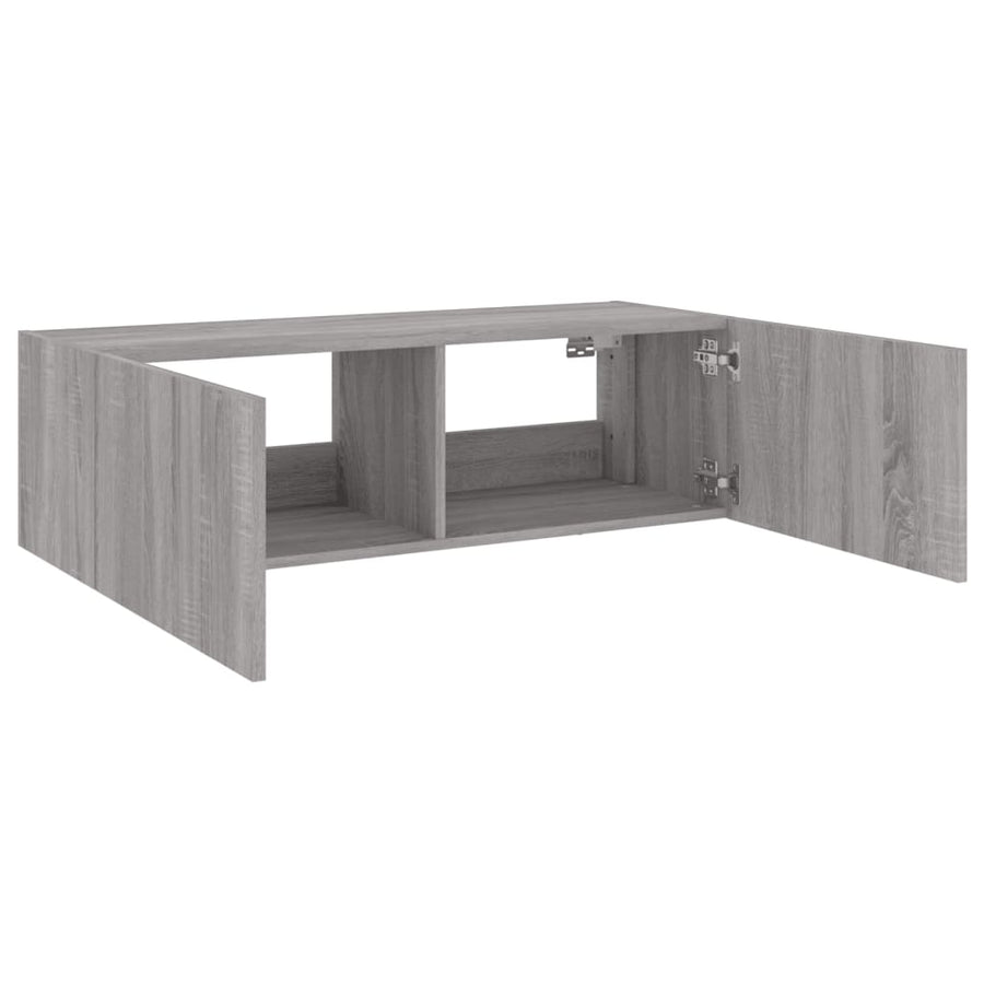 Tv-Wandmeubel Met Led-Verlichting 100X35X31 Cm Grijs Sonoma