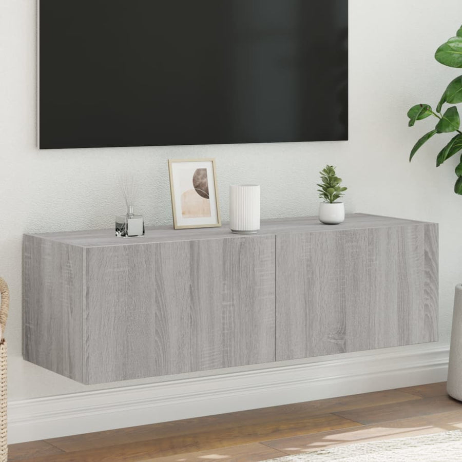 Tv-Wandmeubel Met Led-Verlichting 100X35X31 Cm Grijs Sonoma