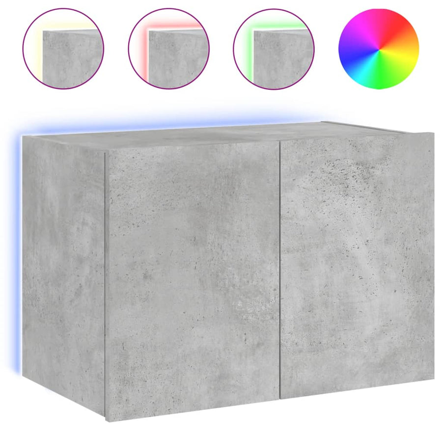 Tv-Wandmeubel Met Led-Verlichting 60X35X41 Cm Betongrijs