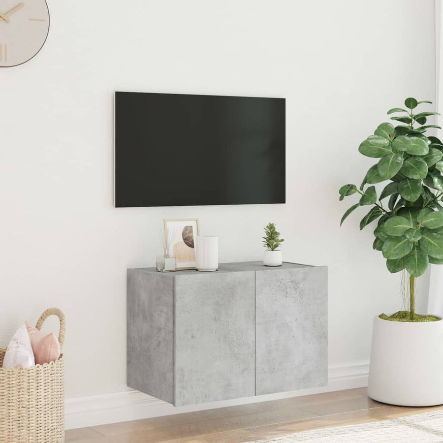 Tv-Wandmeubel Met Led-Verlichting 60X35X41 Cm Betongrijs